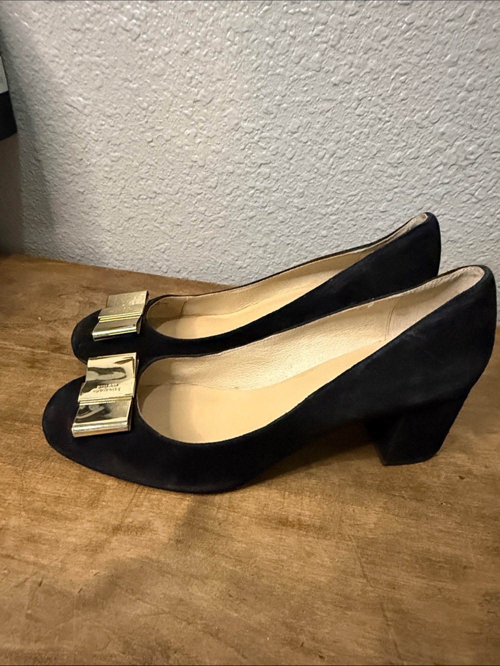 Kate Spade Lorin Elegant  Black Suede Block Heel Pumps size 9.5